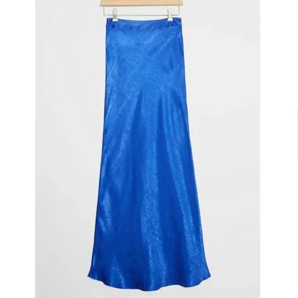 Anthropologie Hutch "Isla" Blue Satin Maxi Skirt
